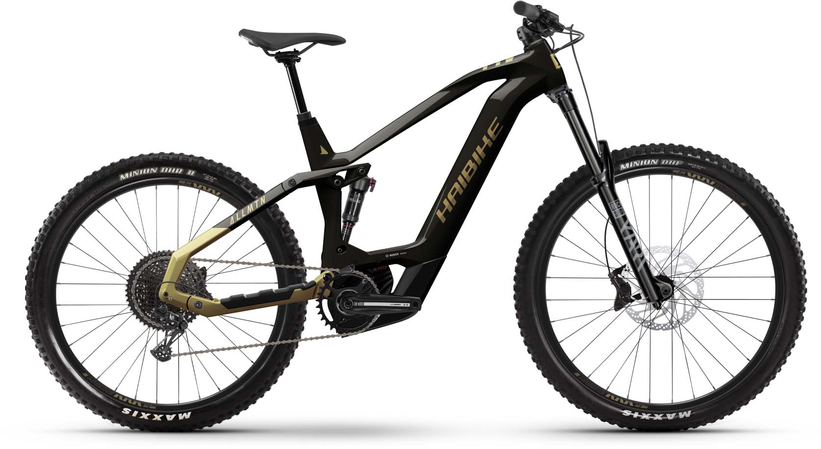 Haibike AllMtn CF 8 black/gold gloss 2024 - Sähköpyörä Täysjousitetut Maastopyörä