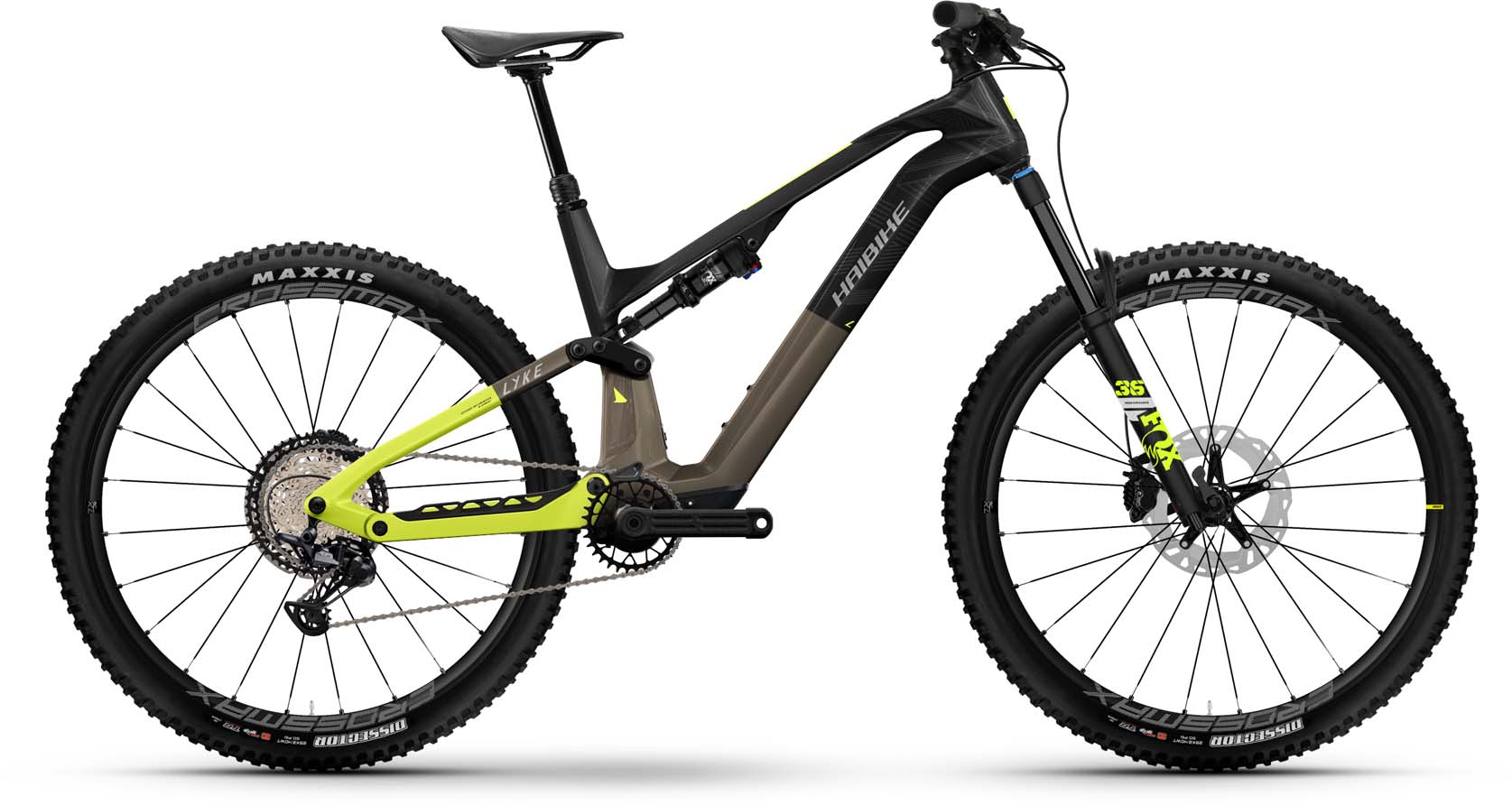 Haibike Lyke CF 11 carbon/sand/lime gloss 2024 - Sähköpyörä Täysjousitetut Maastopyörä
