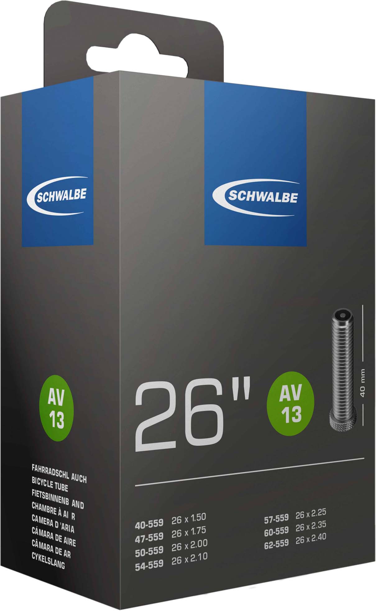 Schwalbe Putkipyörä 26x1.5-2.5 S AV13 40 mm nro 13 (26")