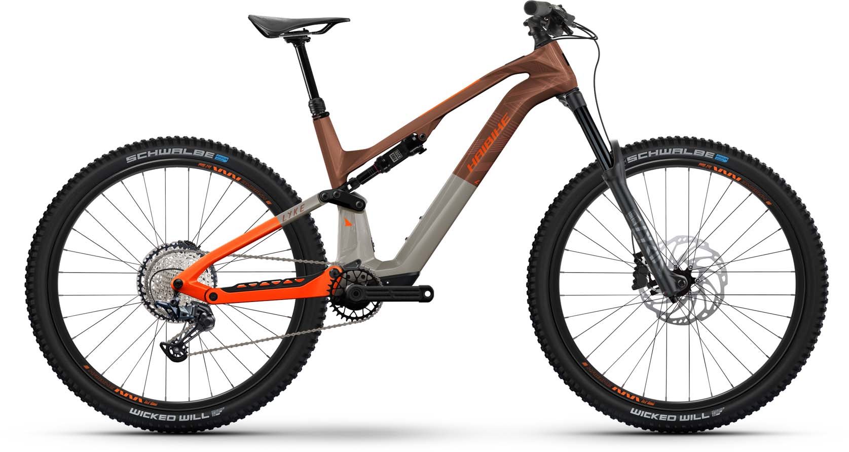 Haibike Lyke CF 10 leather/orange gloss 2024 - Sähköpyörä Täysjousitetut Maastopyörä