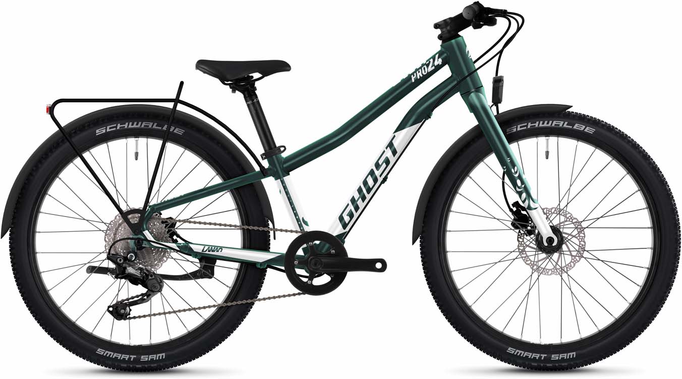 Ghost Lanao 24 Pro EQ dazzling green / pearl white glossy 2023 - Lasten Pyörä 24 tuumaa
