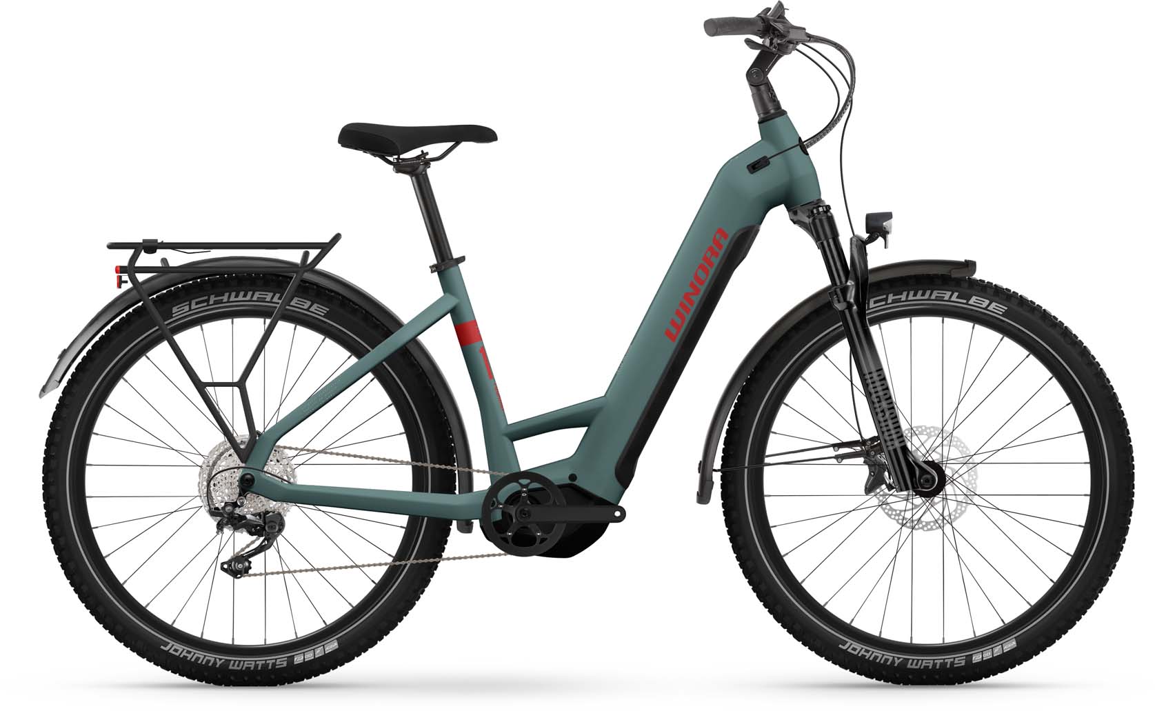 Winora Yucatan X12 metallic stone blue matte 2023 - E-Bike Trekkingrad Tiefeinsteiger - Lackschaden