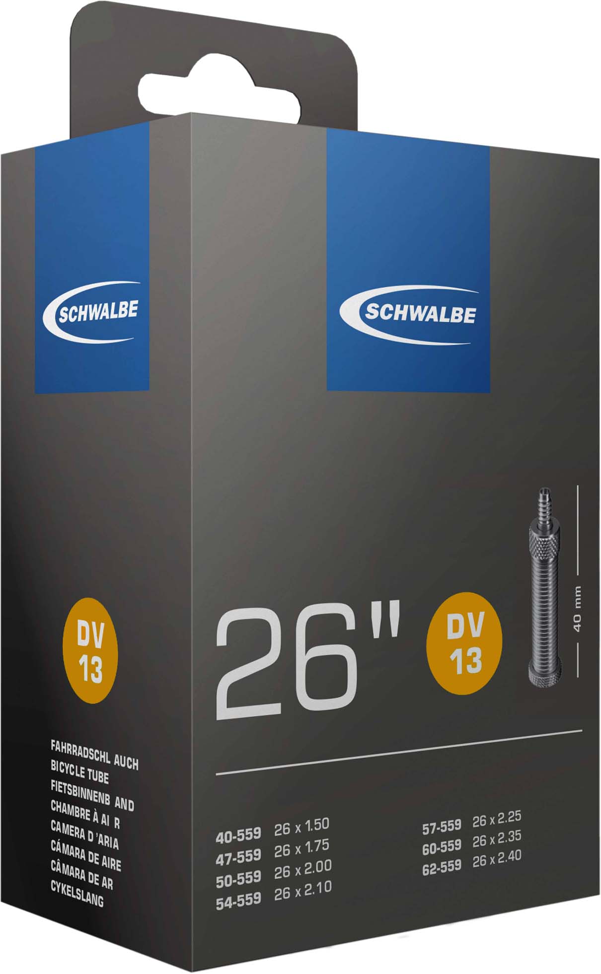 Schwalbe Putkipyörä 26x1.5-2.5 S DV13, nro 13 (26")