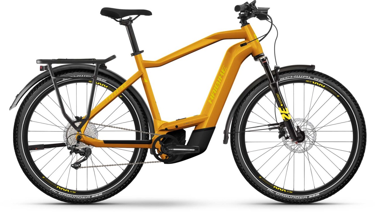 Haibike Trekking 8 metal lava/yellow gloss 2023 - Sähköpyörä Trekking Pyörä Miesten