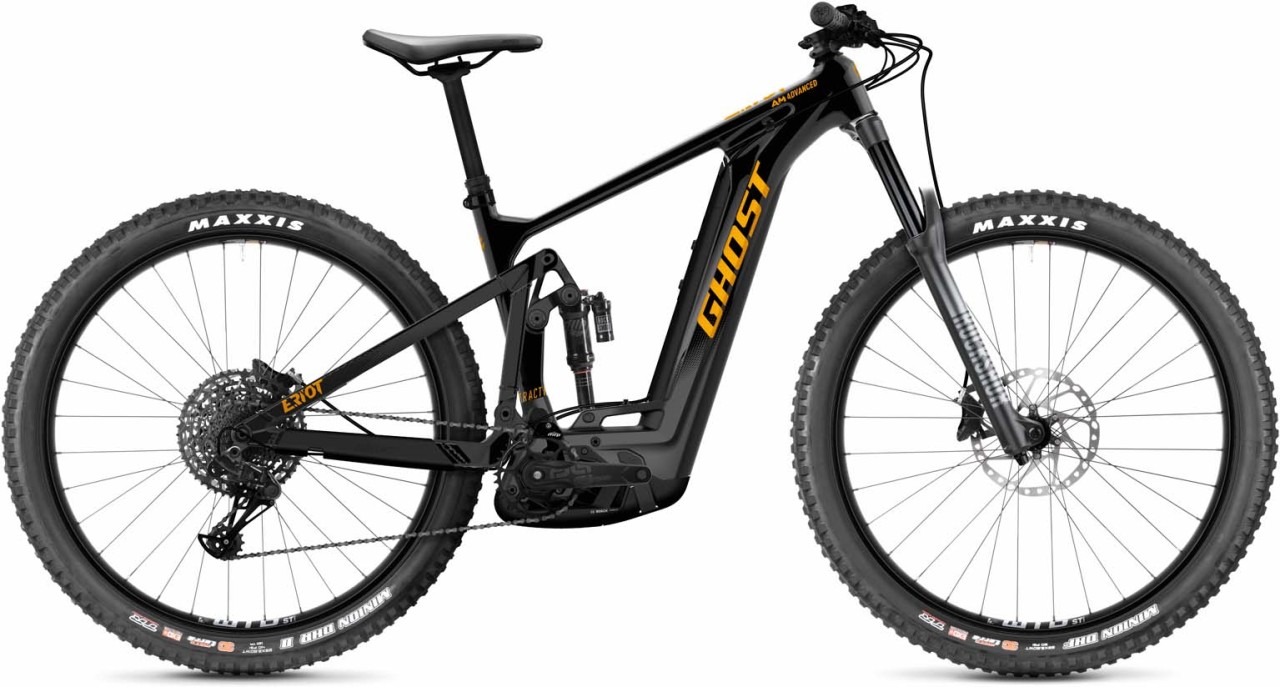 Ghost E-Riot AM CF Advanced black / dirty orange glossy / matt 2022 - Sähköpyörä Täysjousitetut Maastopyörä