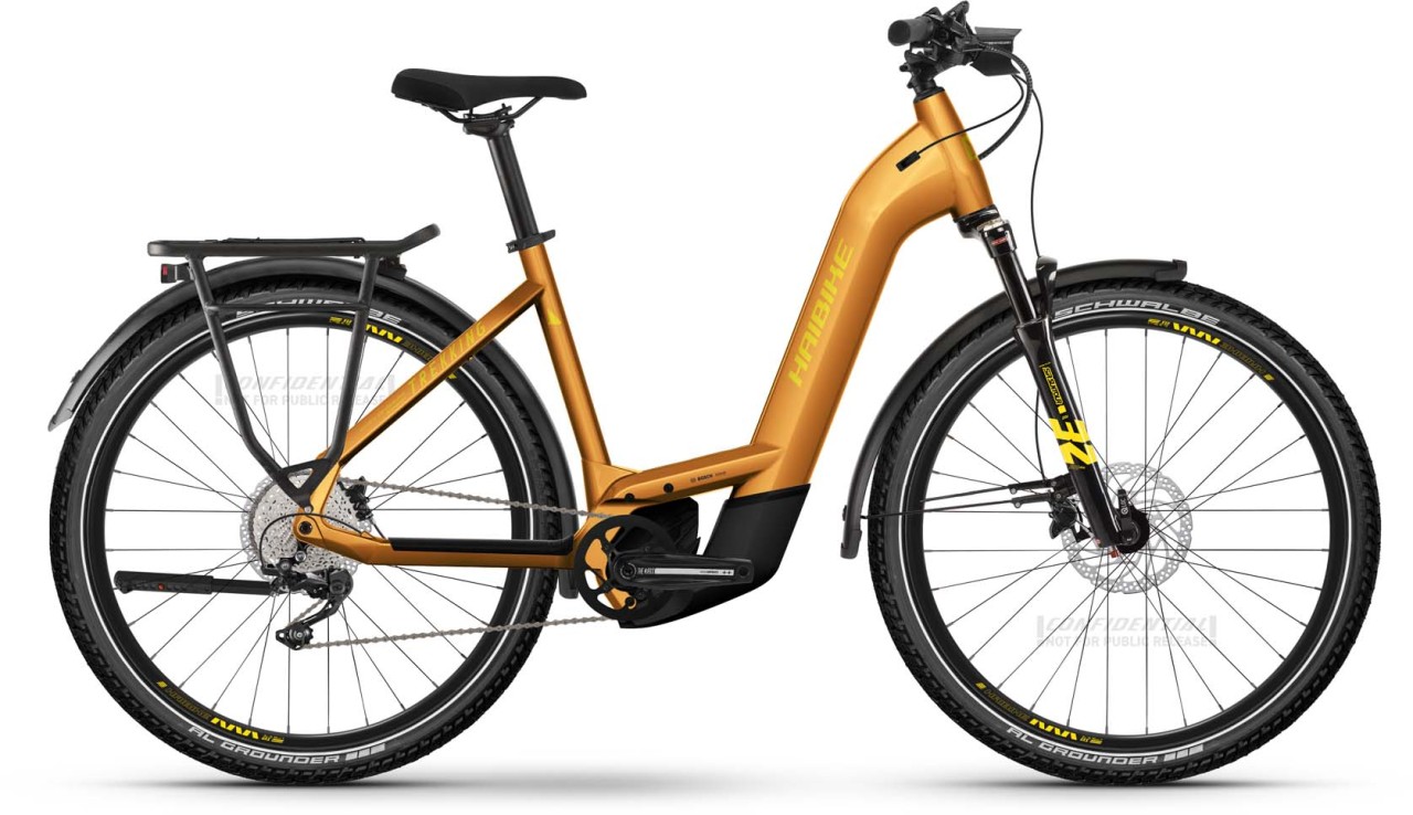 Haibike Trekking 8 metal lava/yellow gloss 2023 - Sähköpyörä Trekking Pyörä Matala pääsy