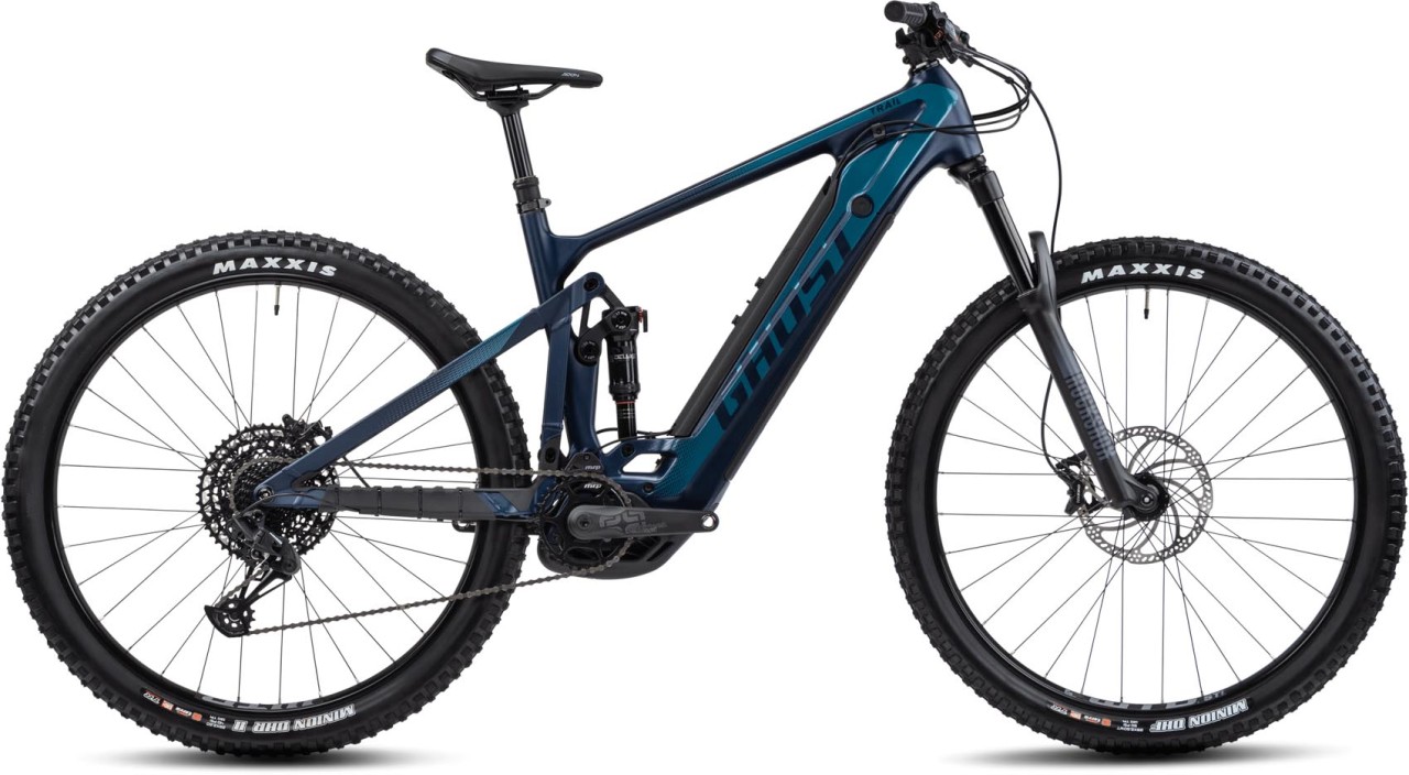 Ghost E-Riot Trail CF Advanced dark blue pearl / dirty blue matt / glossy 2022 - Sähköpyörä Täysjousitetut Maastopyörä