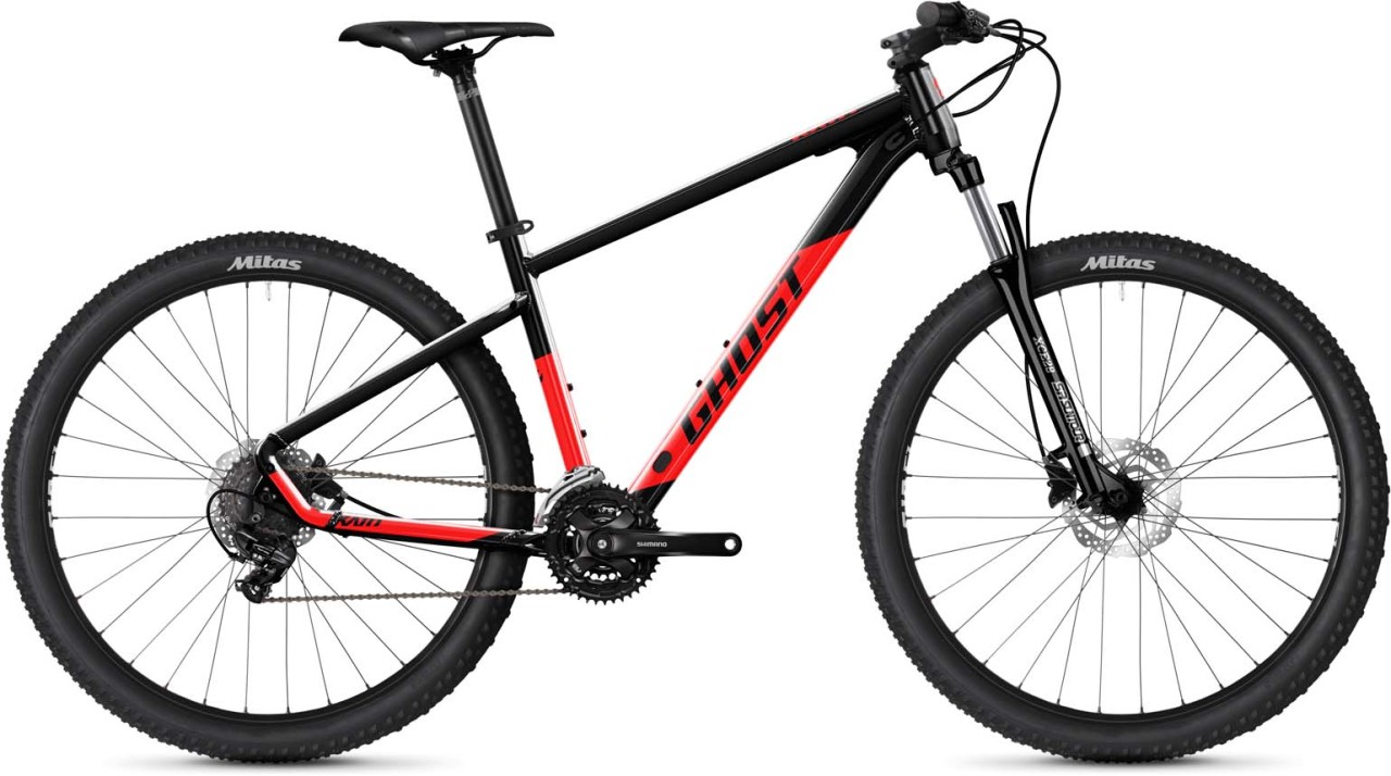 Ghost Kato 27.5 AL black / riot red glossy 2023 - Hardtail Maastopyörä