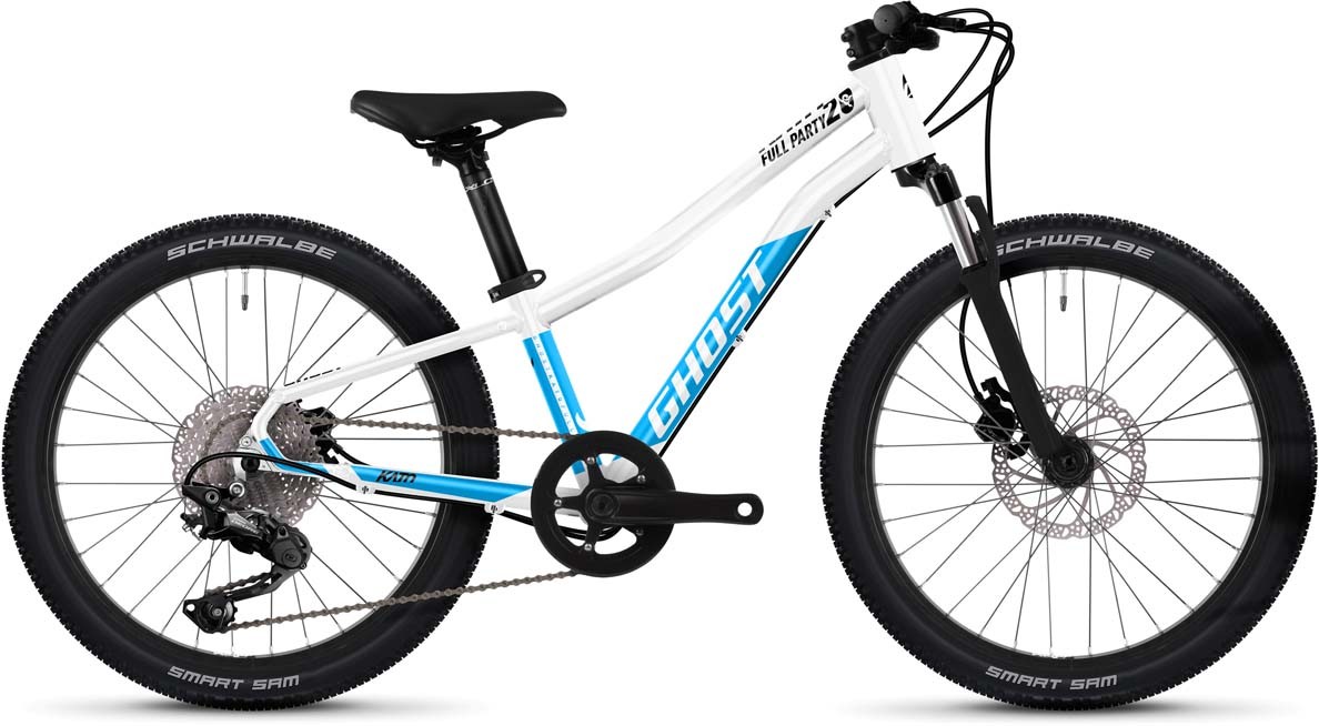 Ghost Kato 20 Full Party pearl white / bright blue glossy 2023 - Lasten Pyörä 20 tuumaa