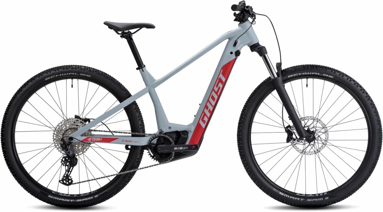Ghost E-Teru B Advanced light grey / marzocchi red / black matt 2022 - Sähköpyörä Hardtail Maastopyörä