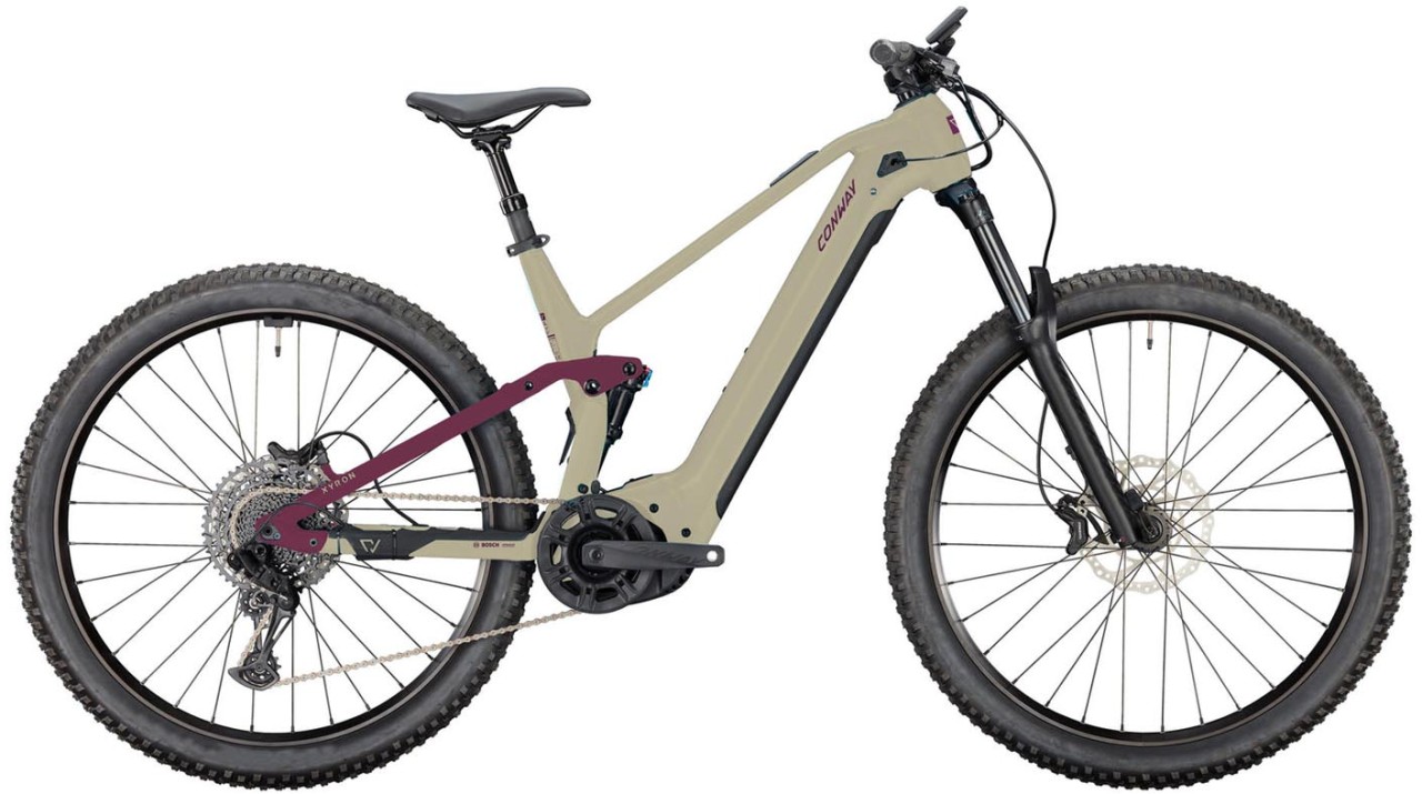 Conway Xyron S 5.0 Carbon 750Wh desert matt / plum matt 2025 - Sähköpyörä Täysjousitetut Maastopyörä